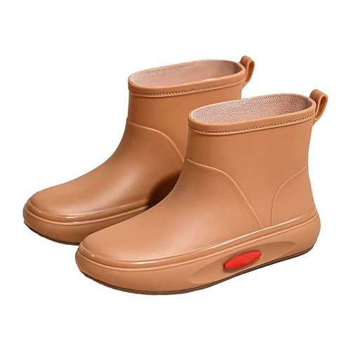 Schwarze Stiefel, Wadenbreite, lässige Regenschuhe für Damen, kurze Stiefeletten, Outdoor-Schuhe für Damen, flache Sandalen, goldfarben, braun, 37 EU Schwarze Stiefel, Wadenbreite, lässige Regenschuhe für Damen, kurze Stiefeletten, Outdoor-Schuhe für Damen, flache Sandalen, goldfarben, braun, 37 EU von Générique