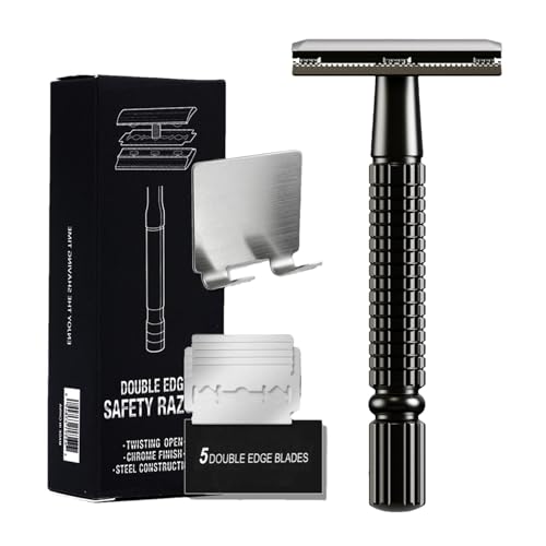Sicherheits-Rasierer für Männer, Doppelkrempen-Rasierer für Männer | Doppel-Rasierer mit Doppelkante | Sicherheitsrasierer mit 5 Nachfüllpackungen für ein sanftes und enges Rasurerlebnis von Générique