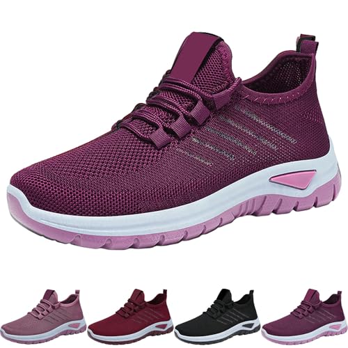 Sportschuhe für Damen – Laufschuhe für Damen, mit Mesh, bequem, Sneaker, Fitness, Shoe, atmungsaktiv, weiche Sohle, Schnürschuhe, hohe Schuhe, violett, 39 EU von Générique