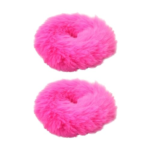 Srunchies mit flauschigem Haar – flauschige Haarbänder | Haar-Sruffes mit Fellhaar, 2 Stück Hair Srunchies, Elastic Hair Ties Flauschiger Pferdeschwanz-Halter für Frauen oder Mädchen von Générique