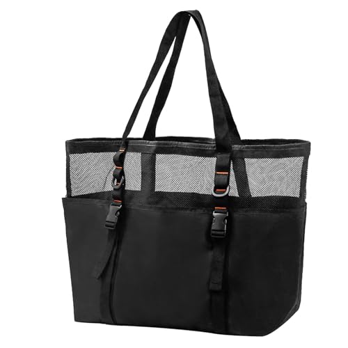 Strandtaschen aus Mesh für Frauen – -Organizer aus zuverlässigem Netzstoff | -Organizer für Frauen | Strandtasche Reise | Strandtasche Muscheln | Robuste Strandtasche P von Générique