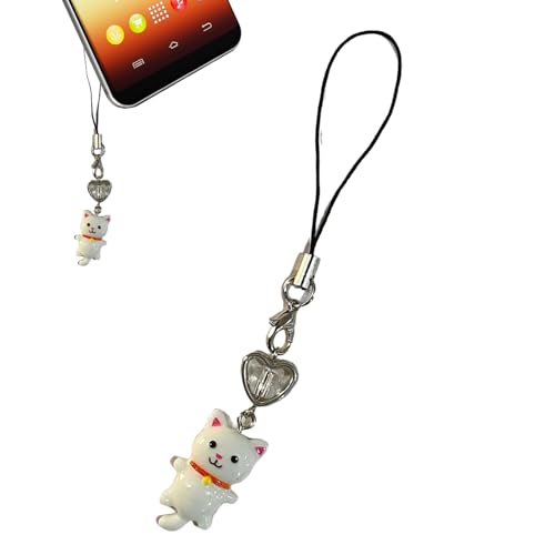 Süßes Telefon | Ring Schlüsselanhänger Armband Kette | Zubehör gegen Verlust Katze für Erwachsene Telefon Schlüssel Handtasche, Se référer au descriptif, Legierung + Acryl, Siehe Beschreibung von Générique
