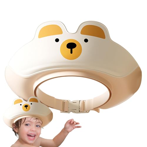 Toddler Shower Caps, Cartoon Bear Shampoo Visor, 3,15 x 8,66 Zoll, verstellbar, Haarwäscheschild mit Ohrenschutz, tragbare Badekappe für und Mädchen von Générique