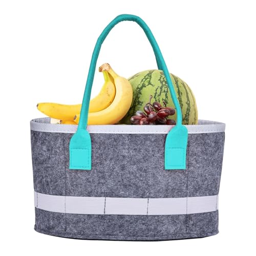 Tragefunktion, tragbarer Filz-Organizer, ovale Tragetasche aus Filz | Faltbarer Kosmetikbehälter, Reise-Spielzeug-Organizer für Picknick-Tasche, inkl, blau, Se référer au descriptif von Générique