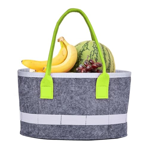 Tragefunktion, tragbarer Filz-Organizer, ovale Tragetasche aus Filz | Faltbarer Kosmetikbehälter, Reise-Spielzeug-Organizer für Picknick-Tasche, inkl, grün, Se référer au descriptif von Générique