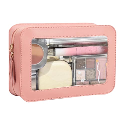 Transparente Make-up-Tasche – Reisekosmetik, Toilettenkasten mit Reißverschluss | wasserdichter Make-up-Organizer mit klarem Design für einfachen Zugang, Kosmetiktasche C, Pink, Se référer au von Générique