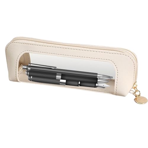 Transparentes Federmäppchen, transparentes Federmäppchen mit Reißverschluss | Kosmetiktasche für Reisen | Kosmetiktasche mit Reißverschluss, transparentes Federmäppchen, große Make-up-Taschen, beige von Générique
