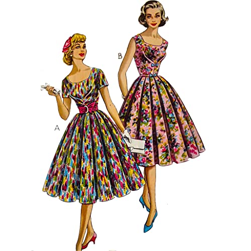 Vintage 50er Jahre Muster - Swing Rockabilly Kleid - Brustumfang: 96,5 cm von Générique