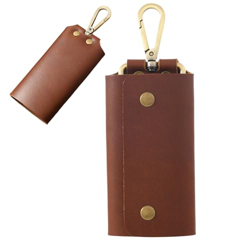 Wallet Organizer Keychain, PU Leather Coin Holder, Compact Pocket Storage, Built-in Key Ring, Belt Loop Clip, Ideal for School Travel Work Men Everyday Use, Dunkelbraun, Se référer au descriptif von Générique