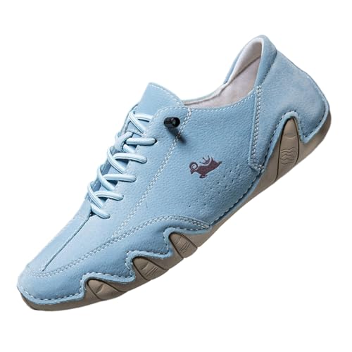 Wanderschuhe Herren Damen Leder Mokassin Sneaker Herren Running Sneakers Wasserdicht Sneaker und Sportschuhe Walking Stiefeletten Arbeitsschuhe Orthopädische Mode Sneaker, 01 Blau, 46 EU von Générique