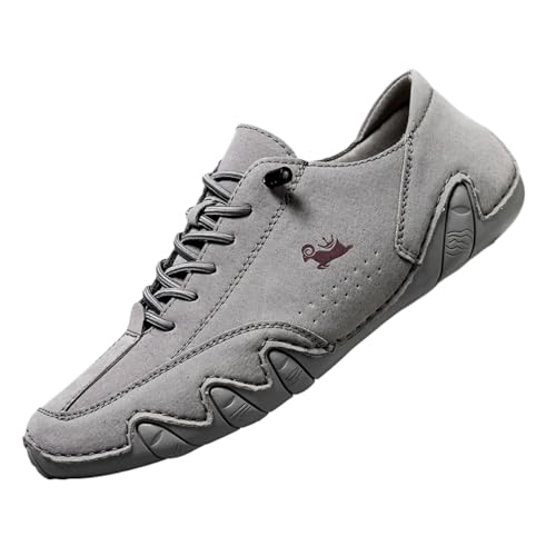 Wanderschuhe Herren Damen Leder Mokassin Sneaker Herren Running Sneakers Wasserdicht Sneaker und Sportschuhe Walking Stiefeletten Arbeitsschuhe Orthopädische Mode Sneaker, 01 Grey, 43 EU von Générique