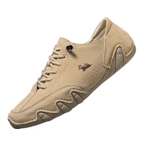 Wanderschuhe Herren Damen Leder Mokassin Sneaker Herren Running Sneakers Wasserdicht Sneaker und Sportschuhe Walking Stiefeletten Arbeitsschuhe Orthopädische Mode Sneaker, 01 Khaki., 42 EU von Générique