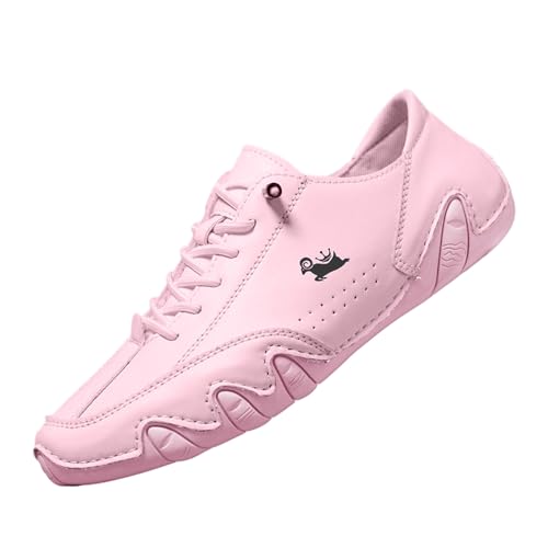 Wanderschuhe Herren Damen Leder Mokassin Sneaker Herren Running Sneakers Wasserdicht Sneaker und Sportschuhe Walking Stiefeletten Arbeitsschuhe Orthopädische Mode Sneaker, 01 Rosa., 40 EU von Générique