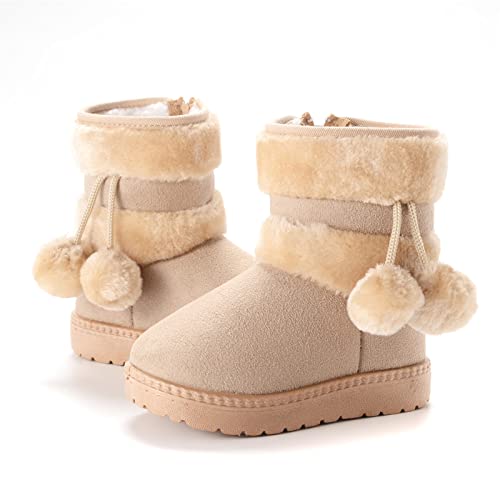 Winterstiefel mit halber Wade für Kinder – Futter aus Kunstfell warm – Jungen und Mädchen – klassisches Schneemodell, beige, 22.5 EU von Générique