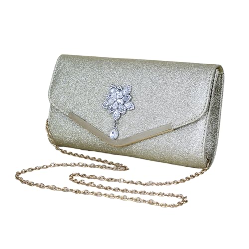 Women Evening Purses | Hochzeitstasche für Damen mit Kette | Kleine Handtasche elegant mit Magnetverschluss für Damen oder Freundin, gold, Se référer au descriptif von Générique