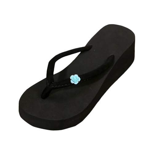 Zehentrenner für Damen, Espadrilles, Keilabsatz, Sommer, bequem, Rrthopädisch, Flip-Flop, himmelblau, 42 EU von Générique