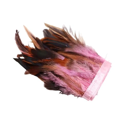 1/10M Großhandel Hahn Feder Trim Nähen Handwerk DIY Weihnachten Plume Natürliche Feder Band Schmuck Machen Hochzeit Party decor(Pink,1 Meters) von Generisch