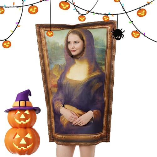 1/4 Stück Halloween Kostüme Kunst Berühmtes Gemälde - Tragbare Berühmte Gemälde Kleidung Streich Kleidung Künstler Mona-Lisa Kostüm | Lustige Künstlerkostüme Berühmtes Gemäldekostüm von Generisch