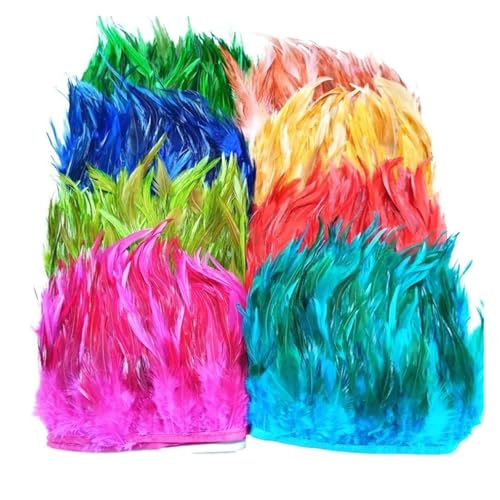 1 Meter Sattel Fasan Federn Trim Fransen Huhn Hahn Feder Dekoration Hochzeit Nähen Kleidung Schmuck Machen Pluma10-15 cm(Red feathers) von Generisch