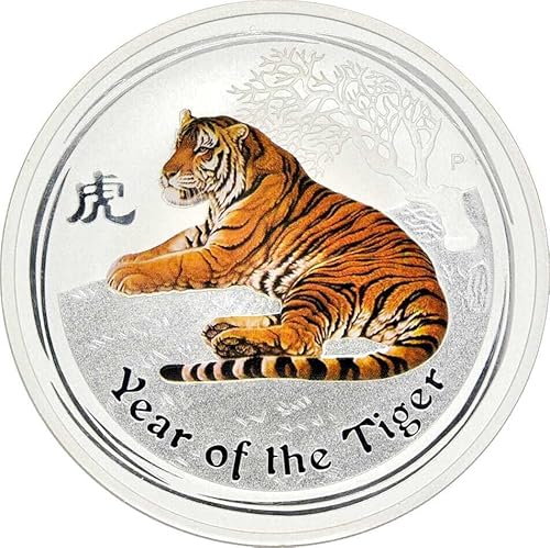 1 Oz Unze Silbermünze Lunar II Tiger 2010 farbig coloriert 1 Unze Silber Münze Perth Mint von Generisch