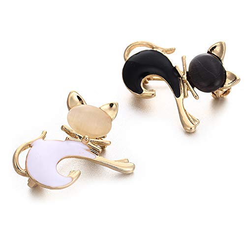 1 Paar Brosche Katze weiß schwarz Anstecknadel Emaille Pin Brosche Schmuck Corsage Knopf Kleid Schal Clip Tasche Ornament sehr professionell verarbeitet von Generisch
