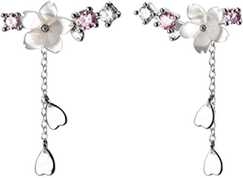 1 Paar Legierung baumeln Ohrringe Exquisite Herz Kirschblüte Strass Piercing Haken Ohrringe für Urlaub Nizza von Generisch