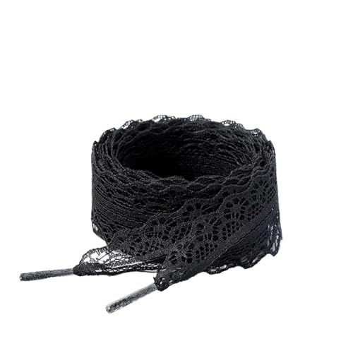 1 Paar flache Schnürsenkel für Damen, 2,9 cm Breite, modische Schnürsenkel für Turnschuhe, Schwarz/Weiß(Black,140cm) von Generisch