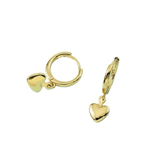 1 Paar goldfarbene Herz-Creolen für Damen, niedlich, süß, Edelstahl, hängender Ohrring, trendiger Schmuck, Geschenk, clever und attraktiv von Generisch