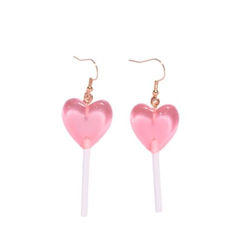 1 Paar rosafarbene Lutscher-Form, kreative Tropfen-Ohrringe für Frauen, lustige Harz-Ohrhänger, Schmuck, Geschenk, Haltbarkeit und Mode von Generisch