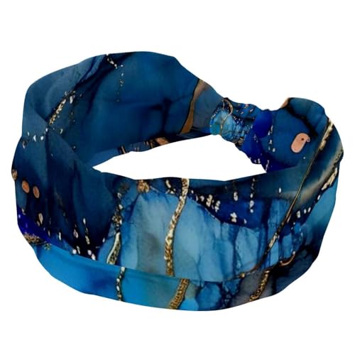 1 Packung Stirnbänder für Damen, rutschfest, elastisch, Sport-Haarbänder für Damen, weiches Stoff-Stirnband für Workout, Yoga, modisches Haarzubehör, Kunst-Marmor-1403 von Generisch