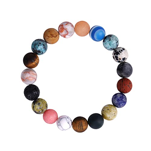 1 Packung System Armband 7 Chakren Naturstein Armbänder für Frauen Männer Stress Yoga Perlen Elastisches Armband Armreif Preppy Ohrringe Pack, Einheitsgröße, Stein, Kein Edelstein von Generisch