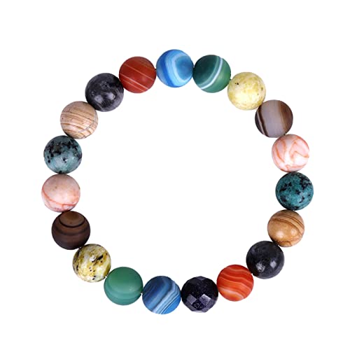 1 Packung System Armband 7 Chakren Naturstein Armbänder für Frauen Männer Stress Yoga Perlen Elastisches Armband Armreif Preppy Ohrringe Pack, Einheitsgröße, Stein, Kein edelstein von Generisch