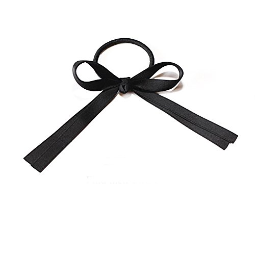 1 STÜCKE Boutique Doppelschicht Bowknot Haarband Schöne Satinband Stirnband Stretch Gummiband Pferdeschwanz Zubehör Schwarz Lovely and attractive von Generisch