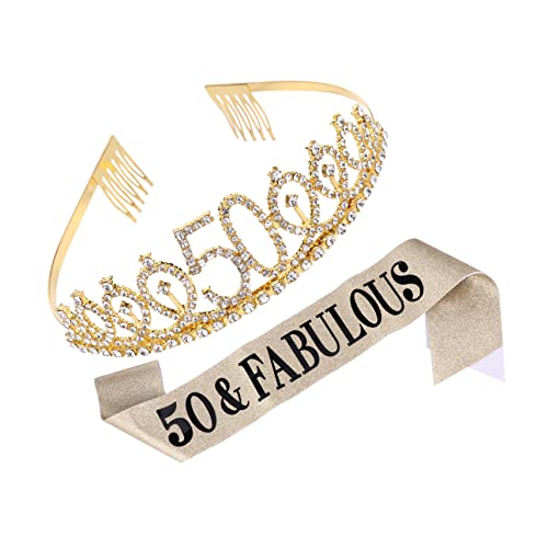 1 Satz 2st Krone Zeremonieller Gürtel Geburtstag Und Schärpe Alles Zum Geburtstag Schärpe Für Frauen Geburtstagsdekorationen Kopfschmuck Aus Strass Damengürtel Roségold Stoff Generisch von Generisch