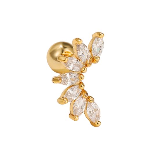 1 Stück Koreanische Mode Edelstahl Helix Knorpel Piercing Tragus Stud Zirkonia Pflanze Blume Ohr Piercing Ohrringe Haltbarkeit von Generisch