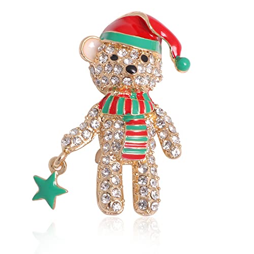 1 Stück Mode Kristall Schal Clips Cartoon Voller Bär Broschen Pin Pullover Schal Clips Für Frauen Hut Bär Weihnachten Tier Brosche Pins von Generisch