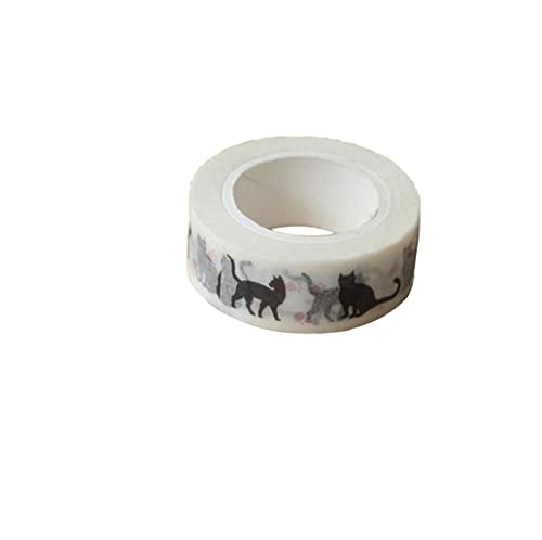 1 Stück Neu 15 mm * 10 m Cartoon Schwarze Katze Print Japanisches Papier Washi Tapes Abdeckband Dekorative Klebebänder von Generisch