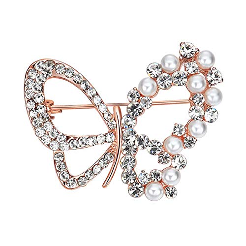 1 x Brosche für Damen, Schmetterlings-Perlen, Anstecknadel, Party, Hochzeit, Brautschmuck, Brosche, Schal, Clip, Tasche, Ornament, Liebesgeschenk von Generisch