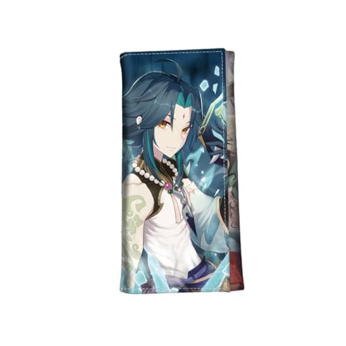 1 x Genshin Impact Peripherie, dreifach gefaltete lange Geldbörse, vollfarbig bedrucktes kurzes Leder, 18 x 9 x 1 cm, Stil 10, Einheitsgröße, Niedlich von Generisch