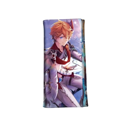 1 x Genshin Impact Peripherie, dreifach gefaltete lange Geldbörse, vollfarbig bedrucktes kurzes Leder, 18 x 9 x 1 cm, Stil 23, Einheitsgröße, Niedlich von Generisch