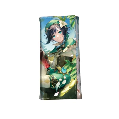 1 x Genshin Impact Peripherie, dreifach gefaltete lange Geldbörse, vollfarbig bedrucktes kurzes Leder, 18 x 9 x 1 cm, Stil 25, Einheitsgröße, Niedlich von Generisch