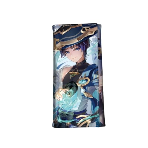 1 x Genshin Impact Peripherie, dreifach gefaltete lange Geldbörse, vollfarbig bedrucktes kurzes Leder, 18 x 9 x 1 cm, Stil 8, Einheitsgröße, Niedlich von Generisch