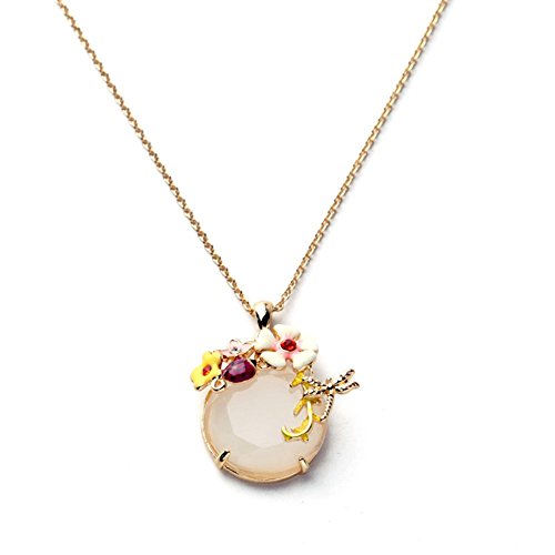 1 x einfache Diamant-Halskette mit glasierter Blume, schöner Metall-Halskettenanhänger. Praktisch und elegant von Generisch