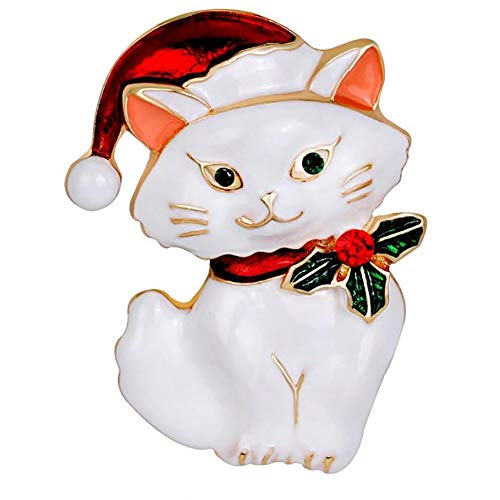 1 x elegante weiße Katzen-Brosche für Damen, Anstecknadel, Anstecknadel, Schmuck, Schals, Schal, Clip, Damenschmuck, Tasche, Ornament, Herren-Geschenk von Generisch