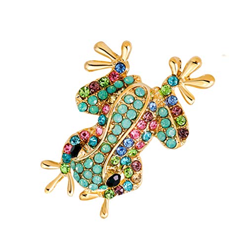 1 x niedliche Frosch-Diamant-Brosche für Damen, Anstecknadel, Anstecknadel, Schmuck, Schals, Schal, Clip, Damenschmuck, Tasche, Ornament, clevere Mode von Generisch