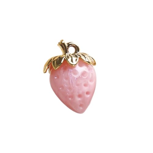 1 x rosafarbener Acryl-Erdbeer-Anhänger, handgefertigt, Schmuck, Armband, Halskette, Ohrzubehör, Material, Charms, Haltbarkeit und schön von Generisch