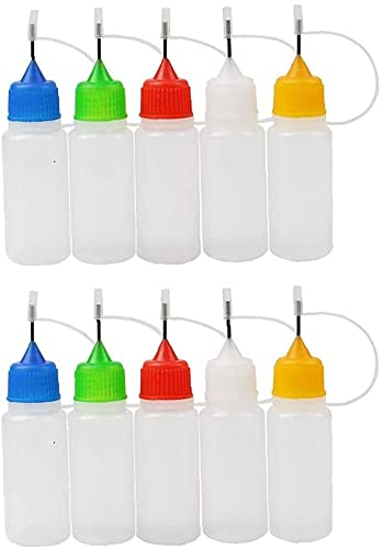 10 Packungen Präzisionsspitzen-Applikator-Flaschen, feine Spitze, Kleber-Flasche für Bastelarbeiten, Acrylmalerei, cleveres Design von Generisch