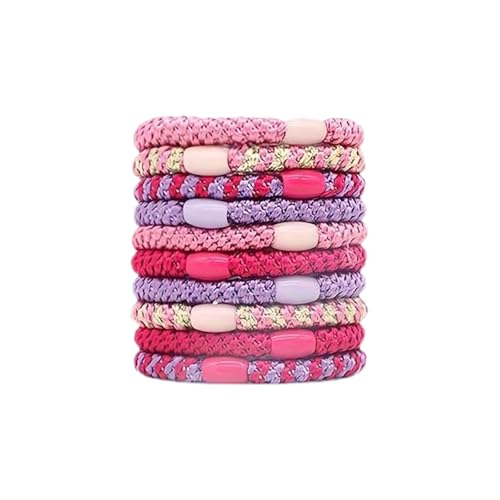 10 Stück Elastische Geflochtene Haargummi, Original Bunte Geflochtene Haarbänder, Cotton Bands Soft Woven Haarklammer Zopfgummis, Schlichte Geflochtene Haarbänder für Damen (A) von Generisch