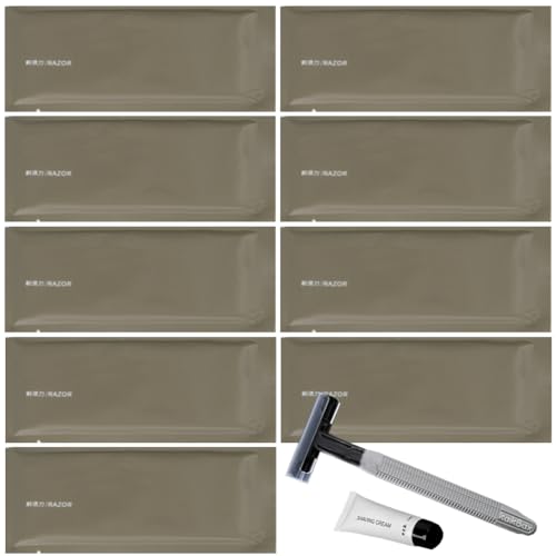 10 Stück Luxus einzeln verpacktes Reisehotel Einweg-Rasierer-Set mit Rasiercreme, empfindliche Haut, privater Körperrasierer, tragbares manuelles Rasierer-Set zum Baden, Hotel, Reisen, täglichen von Generisch