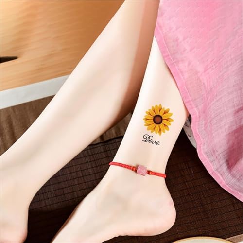 10 Stück Sonnenblumen-Tattoo-Aufkleber für das Schlüsselbein und den Knöchel, wasserdicht und langlebig, für Männer und Frauen, gefälschte Tattoos von Generisch